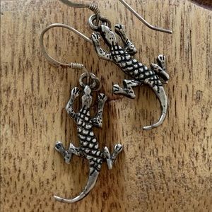 Hallmarked Navajo Sterling Silver Lizard Earrings